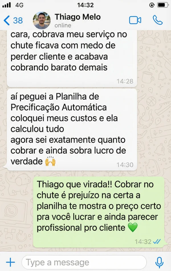Depoimento de Thiago Melo sobre a Planilha de Precificacao